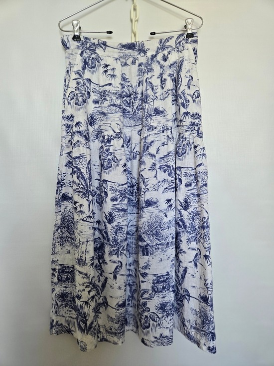 Joie Dresses & Skirts - JOIE MAXI-MIDI SKIRT 100% LINEN WOMEN BLUE WHITE TOILE HAWAIIAN TROPICAL SZ MED